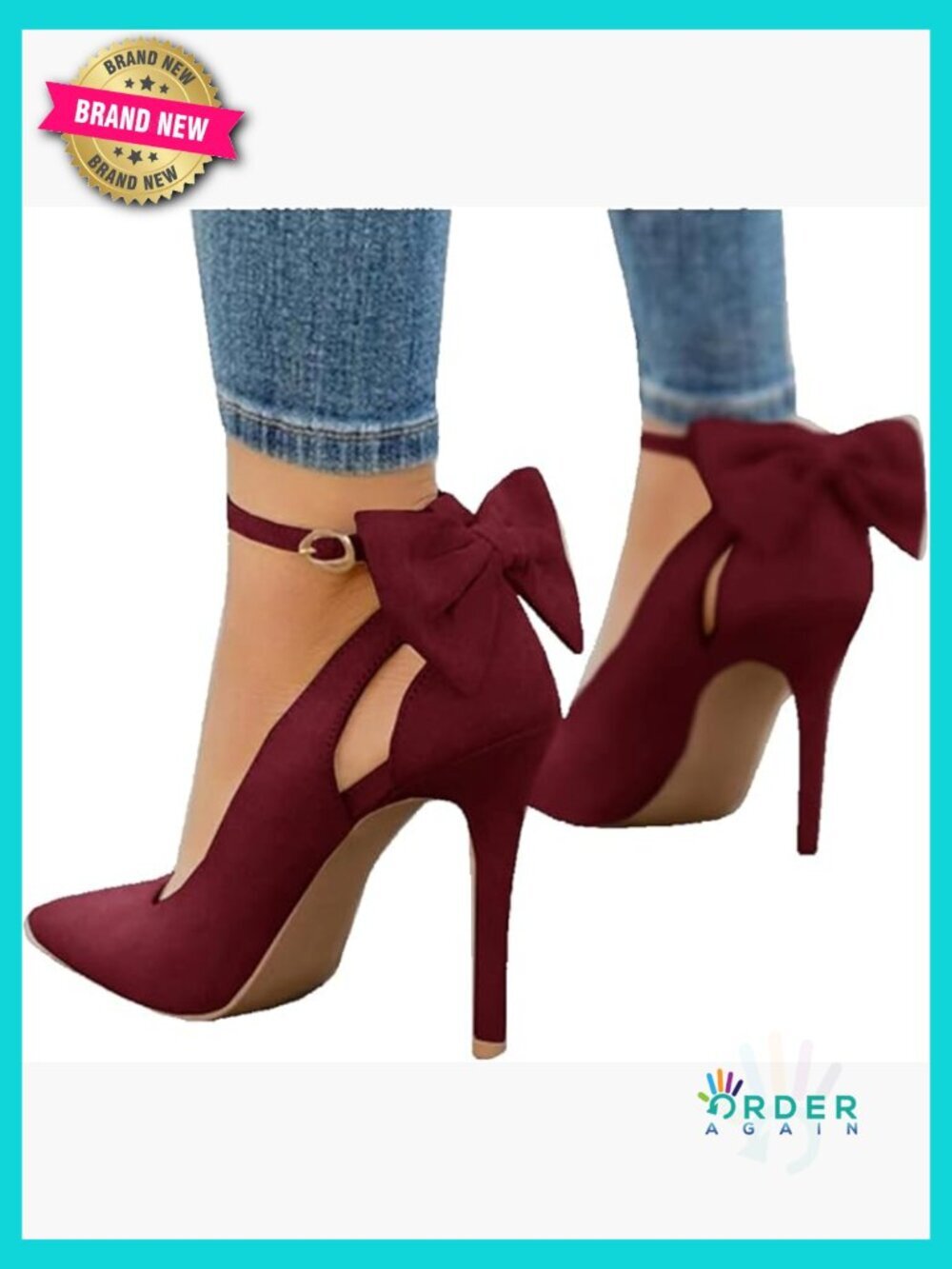 Closed Pointed Toe Stiletto Heels Bow Back Ankle Strap Dress Pumps